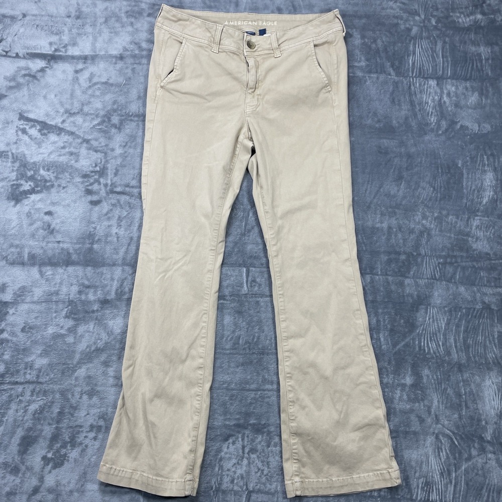 American Eagle Jeans Womens 12 Beige Super Stretch X Kick Boot Low‎ Rise Zip Fly